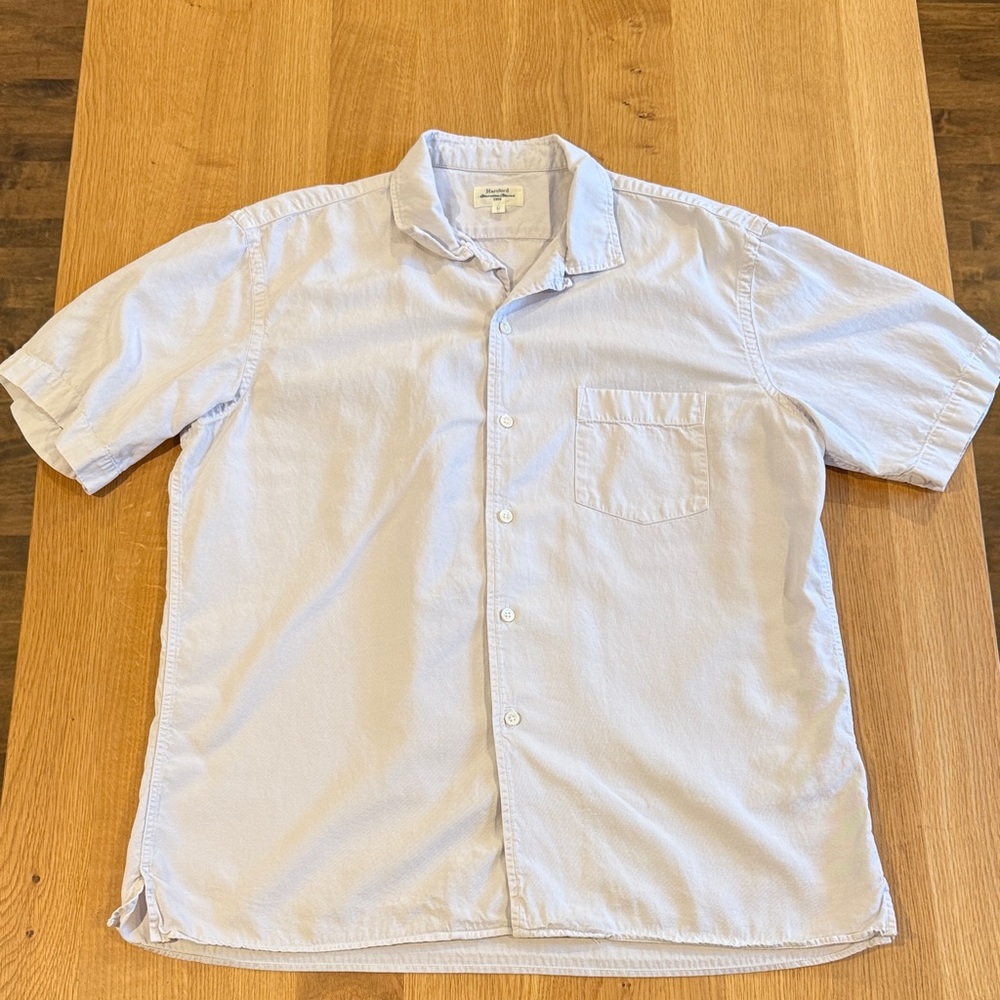 Hartford Men's Casual Light Cream Camp Collar Button Down Shirt